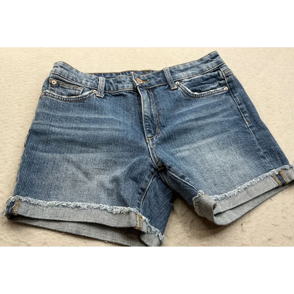 Joe's Jeans Denim Shorts Raw Frayed Hem Cuffed Blue Medium Wash Womens 28 Casual